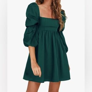 Never worn square neck green mini dress